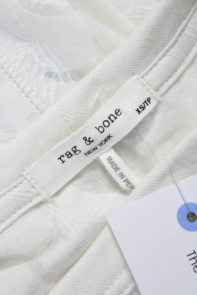 Rag & Bone Womens White Floral Crewneck Short Sleeve Tee Size XS