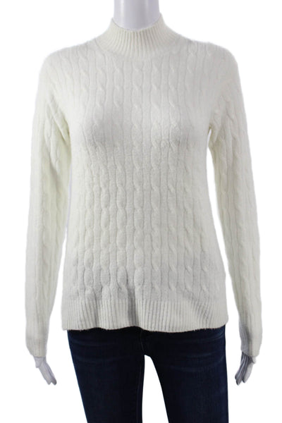 J Crew Womens Pullover Sweater White Mock Neck Long Sleeve Acrylic Size XS