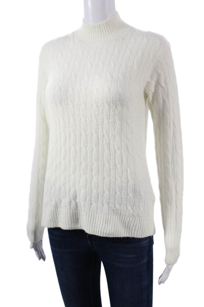 J Crew Womens Pullover Sweater White Mock Neck Long Sleeve Acrylic Size XS