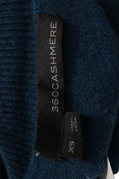 360 Cashmere Womens Pullover Blue Cowl Neck Geometric Long Sleeve Size XS