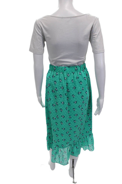 Numph Womens Wrap Skirt Green Polyester Tie Waist Knee Length Size 36