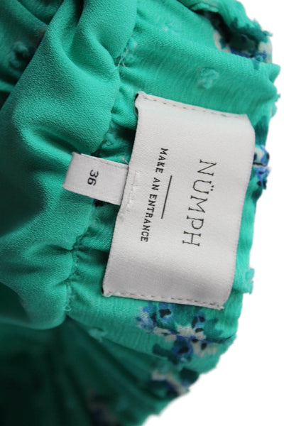 Numph Womens Wrap Skirt Green Polyester Tie Waist Knee Length Size 36