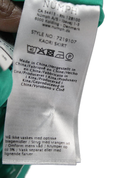 Numph Womens Wrap Skirt Green Polyester Tie Waist Knee Length Size 36