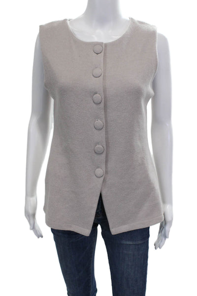 Zara Women Vest Beige Polyester Round Neck Sleeveless Size M