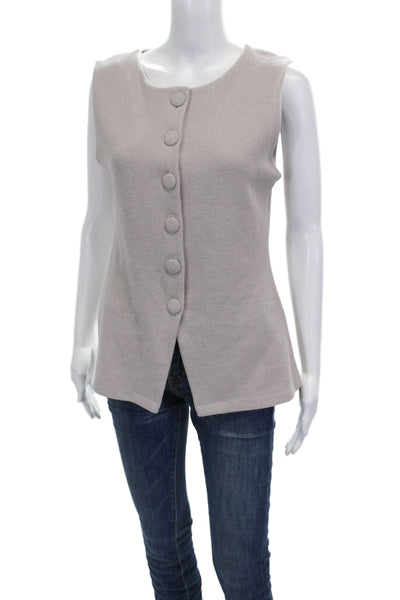Zara Women Vest Beige Polyester Round Neck Sleeveless Size M