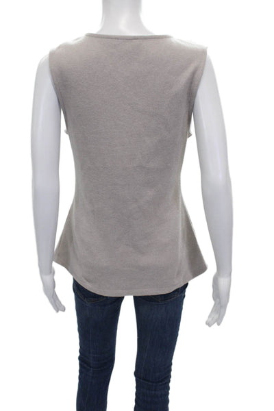 Zara Women Vest Beige Polyester Round Neck Sleeveless Size M