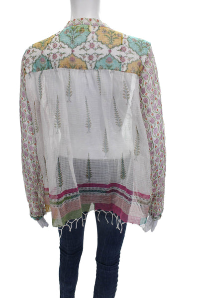 Roberta Roller Rabbit Womens Tunic Blouse White Floral Cotton Size S