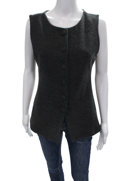 Zara Women Basic Gray Polyester Blend Round Neck Sleeveless Tank Button Size M