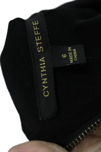 Cynthia Steffe Women Sheath Dress Black Knee-Length Zip Size 6