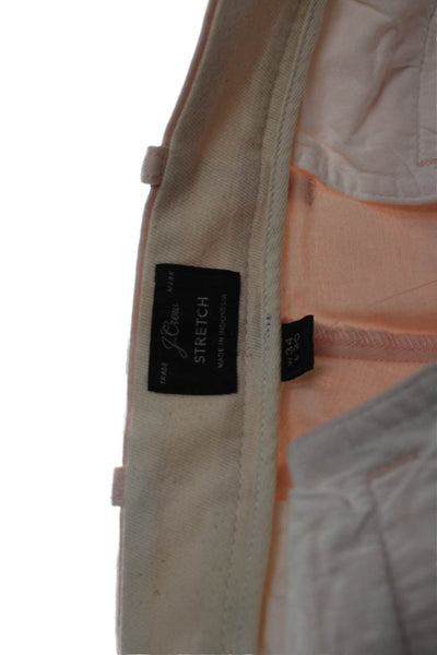 J Crew Men Chino Pants Pink Cotton Button Solid 28 Inseam Size 34