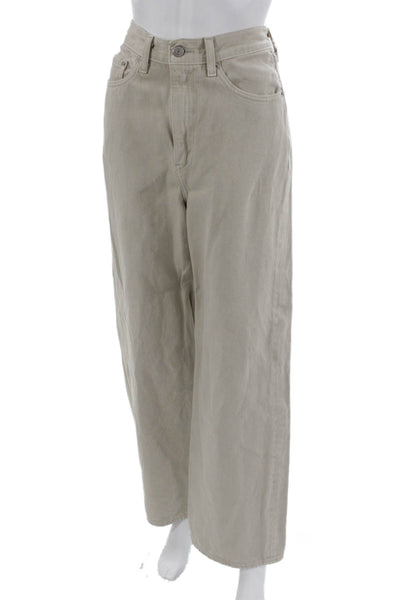 Levis Womens Wide-Leg Jeans Beige Cotton Blend Button Closure Size 27