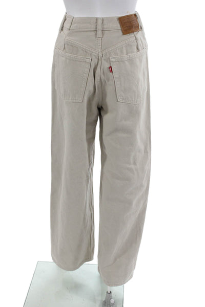 Levis Womens Wide-Leg Jeans Beige Cotton Blend Button Closure Size 27