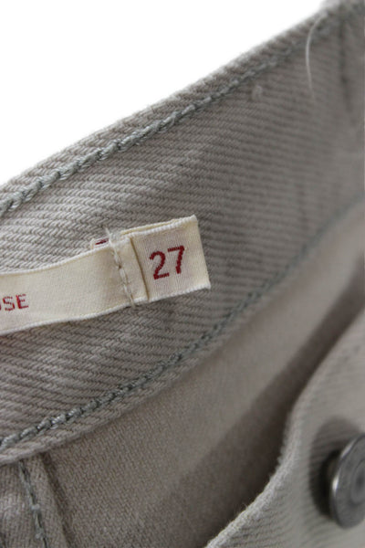 Levis Womens Wide-Leg Jeans Beige Cotton Blend Button Closure Size 27