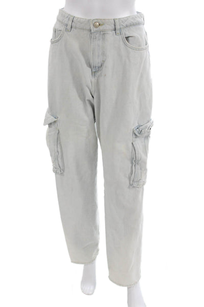 Zara Women Boyfriend Jeans Blue Mid Rise Cotton Size 26