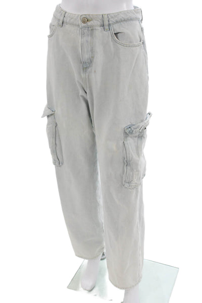 Zara Women Boyfriend Jeans Blue Mid Rise Cotton Size 26