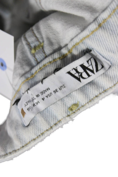 Zara Women Boyfriend Jeans Blue Mid Rise Cotton Size 26