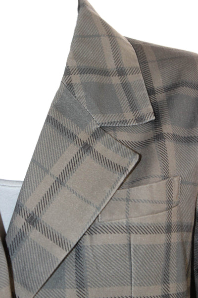 We Wore What Women Gray Plaid Cotton Blazer Button Long Sleeve Size XS