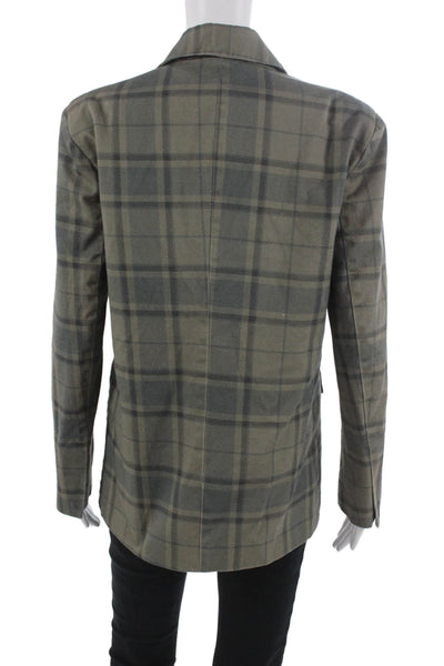 We Wore What Women Gray Plaid Cotton Blazer Button Long Sleeve Size XS