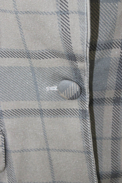 We Wore What Women Gray Plaid Cotton Blazer Button Long Sleeve Size XS