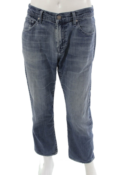 7 For All Mankind Mens Straight Jeans Blue Cotton Button Size 33