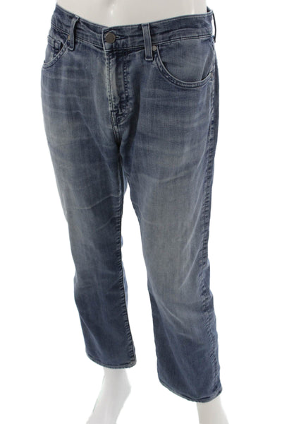 7 For All Mankind Mens Straight Jeans Blue Cotton Button Size 33