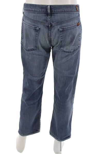 7 For All Mankind Mens Straight Jeans Blue Cotton Button Size 33