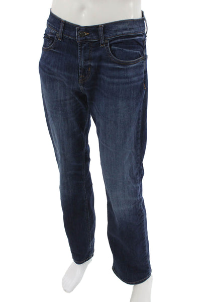 7 For All Mankind Mens Straight Blue Jeans Cotton Blend Button Size 32