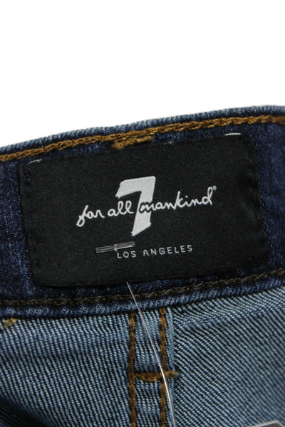 7 For All Mankind Mens Straight Blue Jeans Cotton Blend Button Size 32