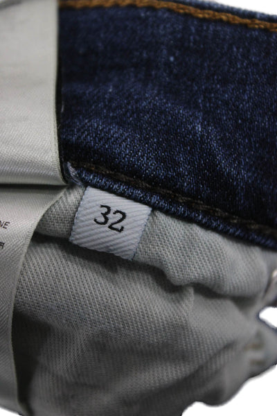 7 For All Mankind Mens Straight Blue Jeans Cotton Blend Button Size 32