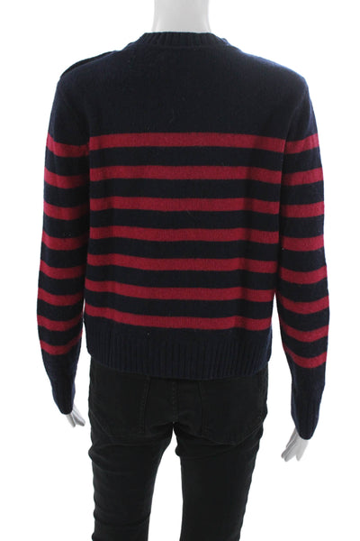 Ba&Sh Womens Pullover Sweater Blue Wool Crew Neck Striped Long Sleeve Size 1