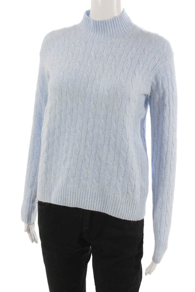 J Crew Women Mock Neck Pullover Sweater Blue Acrylic Long Sleeve Size XS