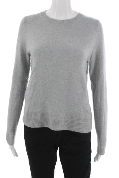 360 Cashmere Women Pullover Sweater Cashmere Gray Crew Neck Size S