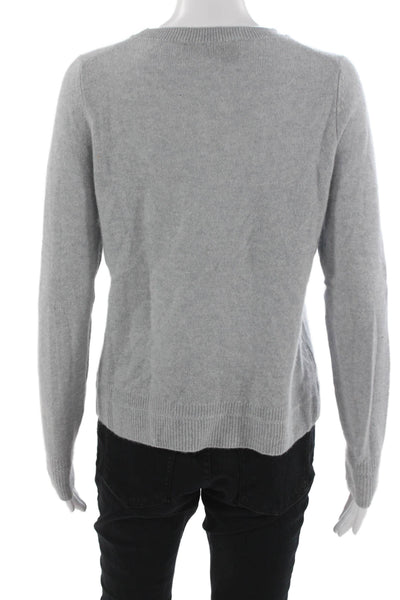 360 Cashmere Women Pullover Sweater Cashmere Gray Crew Neck Size S