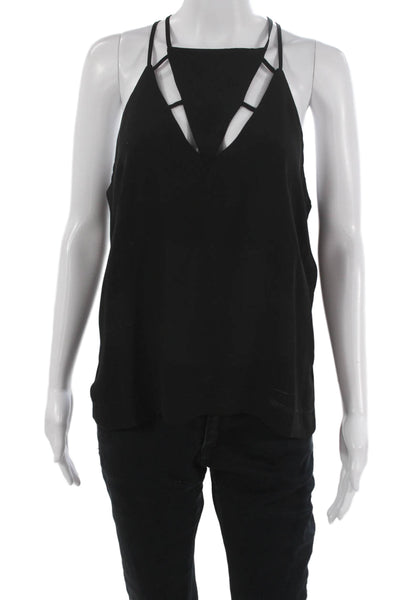 Muche Et Muchette Women Basic Sleeveless V-Neck Zip Polyester Tank Size S