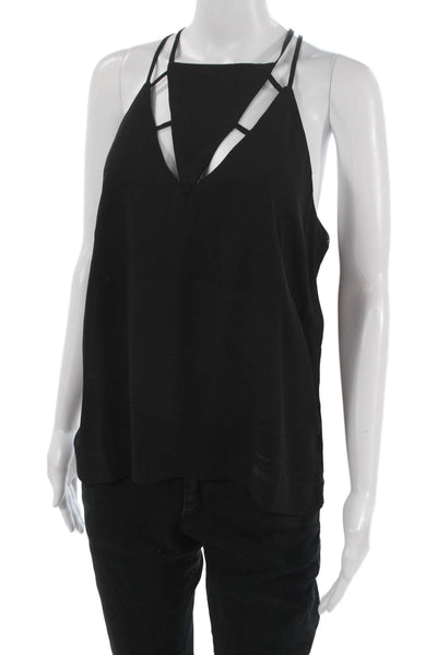 Muche Et Muchette Women Basic Sleeveless V-Neck Zip Polyester Tank Size S