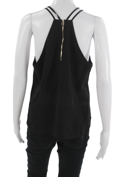 Muche Et Muchette Women Basic Sleeveless V-Neck Zip Polyester Tank Size S