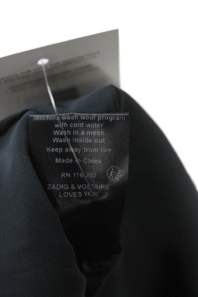 Zadig & Voltaire Women Tunic Black V-Neck Long Sleeve Polyester Size M