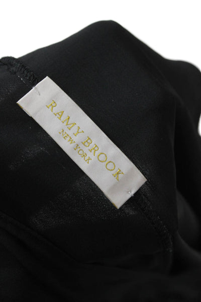 Ramy Brook Women Black Lace Up V-Neck Tunic Tank Sleeveless Polyester Size S