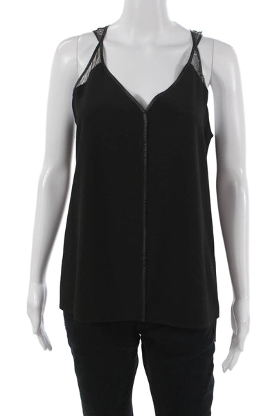 Cooper & Ella Women Camisole V Neck Black Polyester Sleeveless Solid Size M