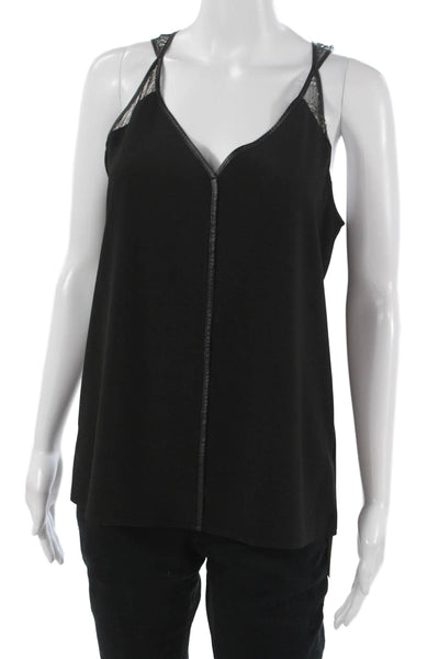 Cooper & Ella Women Camisole V Neck Black Polyester Sleeveless Solid Size M