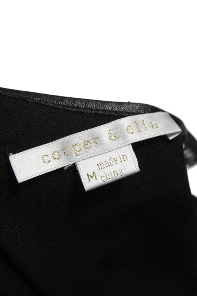 Cooper & Ella Women Camisole V Neck Black Polyester Sleeveless Solid Size M