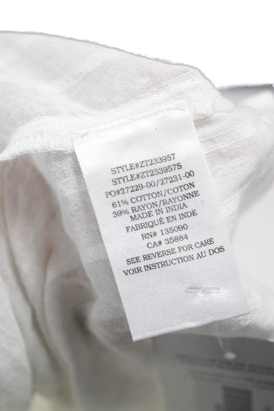 Z Supply Women V-Neck Cotton Tunic White Button Front 3/4 Sleeve Size S