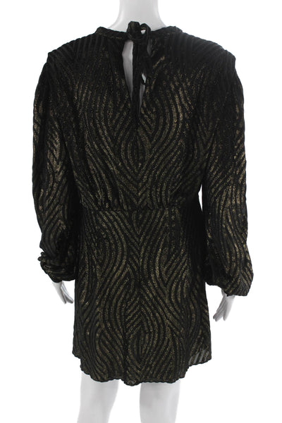Allsaints Women Black Shift Dress Long Sleeve Round Neck Size 10