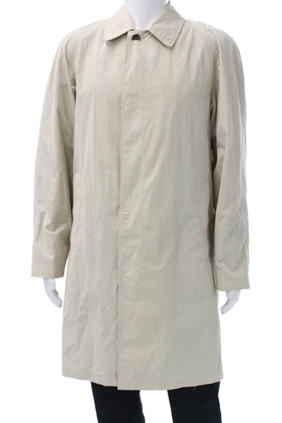Burberry Mens Rain Coat Beige Cotton Button Size L