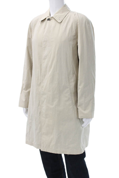 Burberry Mens Rain Coat Beige Cotton Button Size L