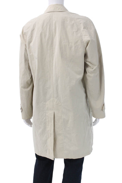 Burberry Mens Rain Coat Beige Cotton Button Size L