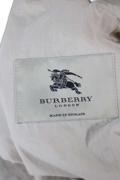 Burberry Mens Rain Coat Beige Cotton Button Size L