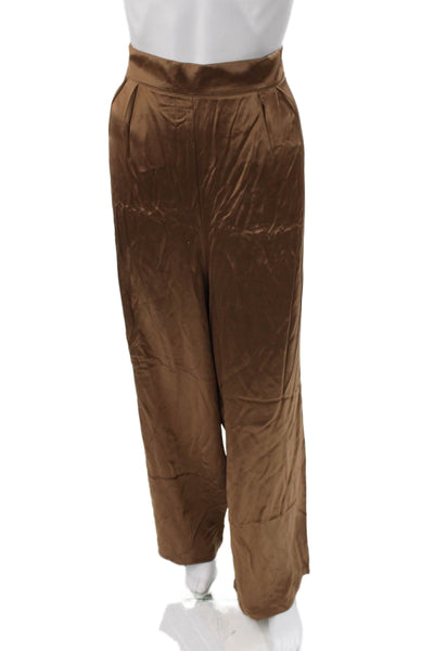 Nonchalant Label Women Dress Pants Satin Brown Size L