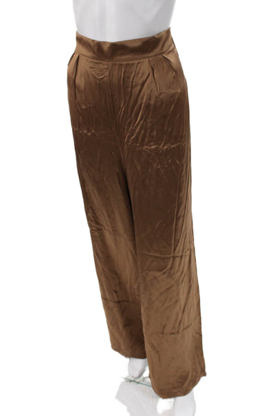 Nonchalant Label Women Dress Pants Satin Brown Size L