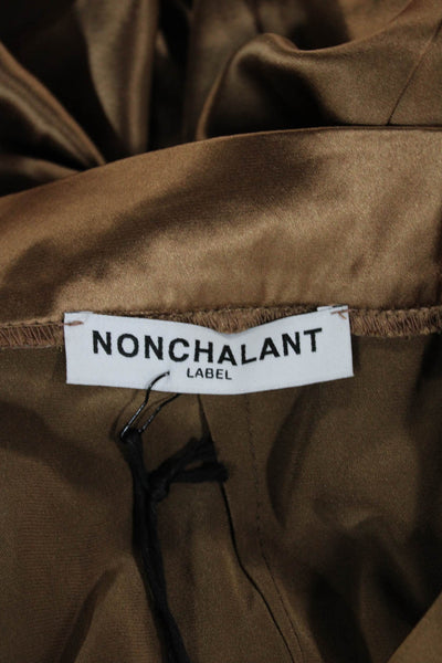 Nonchalant Label Women Dress Pants Satin Brown Size L